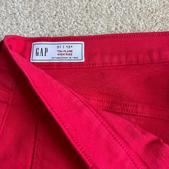 Women's Red Flared Jeans - Picture 2 of 4